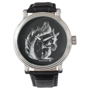 Reloj De Pulsera Diseño de ardilla blanca y negra