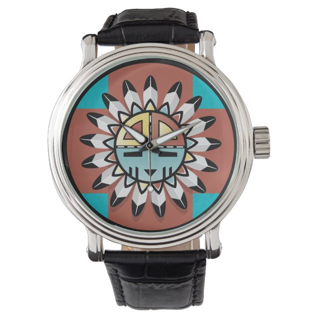 Reloj De Pulsera Diseño de arte tribal Hopi Kachina (Anverso)