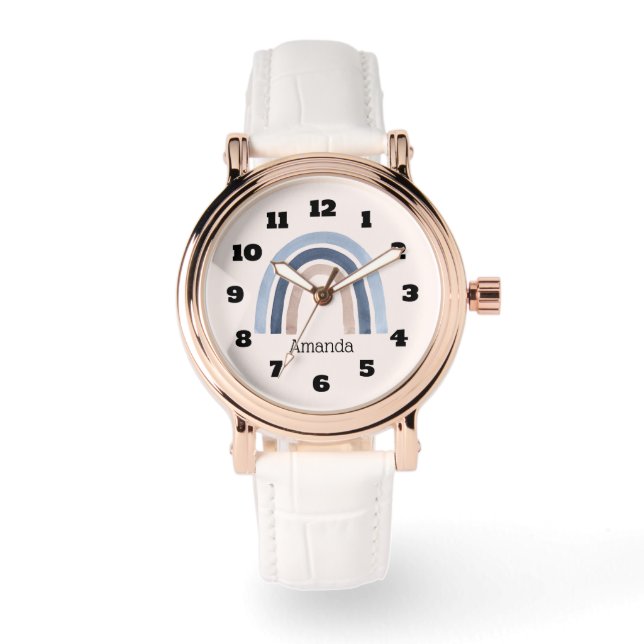 Reloj De Pulsera Diseño de boho arcoiris azul y rosa (Anverso)