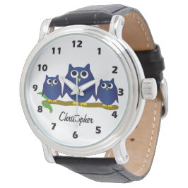Reloj De Pulsera Diseño de búho personalizado Blue Owl