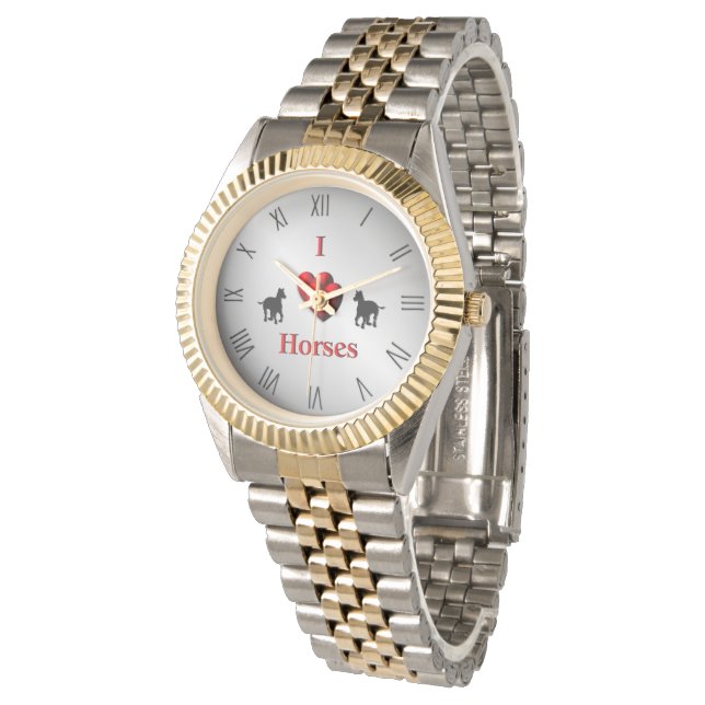 Reloj De Pulsera Diseño de caballos cardíacos Guay I con números (Angular)