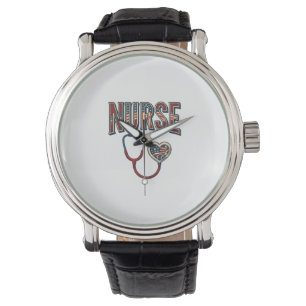 Reloj De Pulsera Diseño de camiseta con estetoscopio patriótico de 