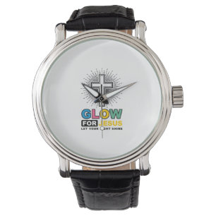 Reloj De Pulsera Diseño de camiseta de luz de cruz cristiana Glow F