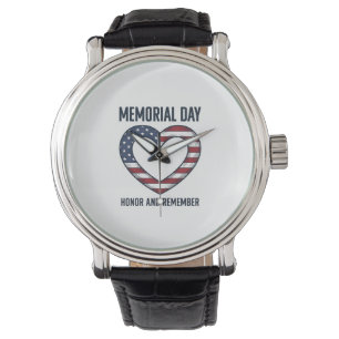 Reloj De Pulsera Diseño de camiseta del Día de los Caídos Corazón H