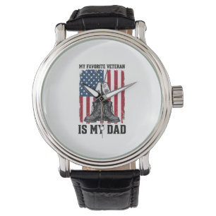 Reloj De Pulsera Diseño de camiseta patriótica Mi padre es mi veter