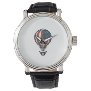 Reloj De Pulsera Diseño de camiseta vintage patriótica de globo aer