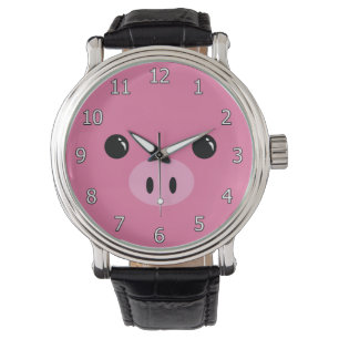 Reloj De Pulsera Diseño de cara animal de lechón rosa