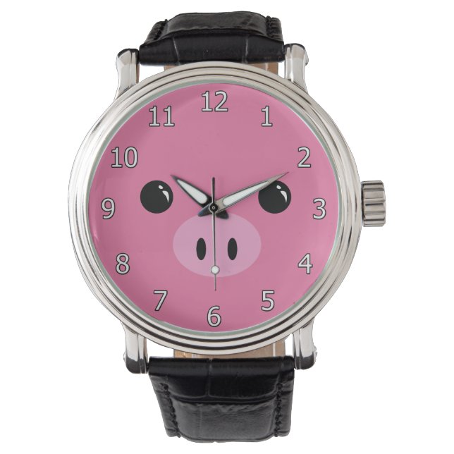 Reloj De Pulsera Diseño de cara animal de lechón rosa (Anverso)