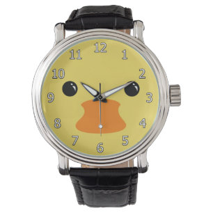 Reloj De Pulsera Diseño de cara animal de pato amarillo