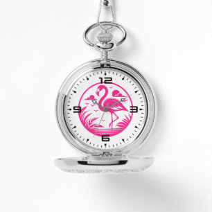 Reloj De Pulsera Diseño de círculo de verano de flamenco rosa-68730