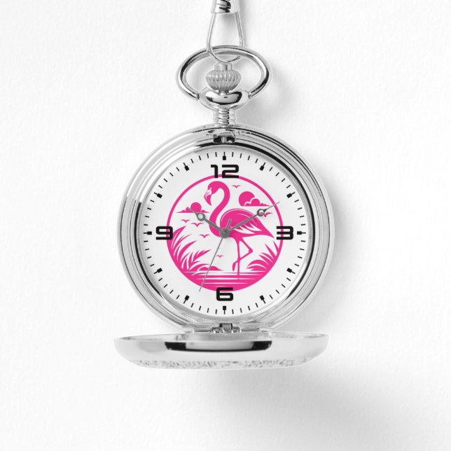 Reloj De Pulsera Diseño de círculo de verano de flamenco rosa-68730 (Anverso)