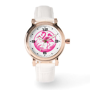 Reloj De Pulsera Diseño de círculo de verano de flamenco rosa-68730