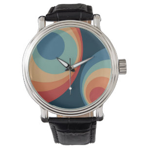 Reloj De Pulsera Diseño de círculos retro coloridos