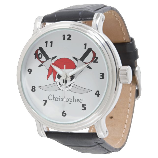 Reloj De Pulsera Diseño de cráneo de pirata y espadas (Angular)