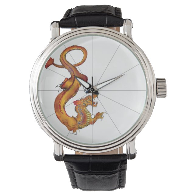 Reloj De Pulsera Diseño de dragón de color de agua japonés (Anverso)