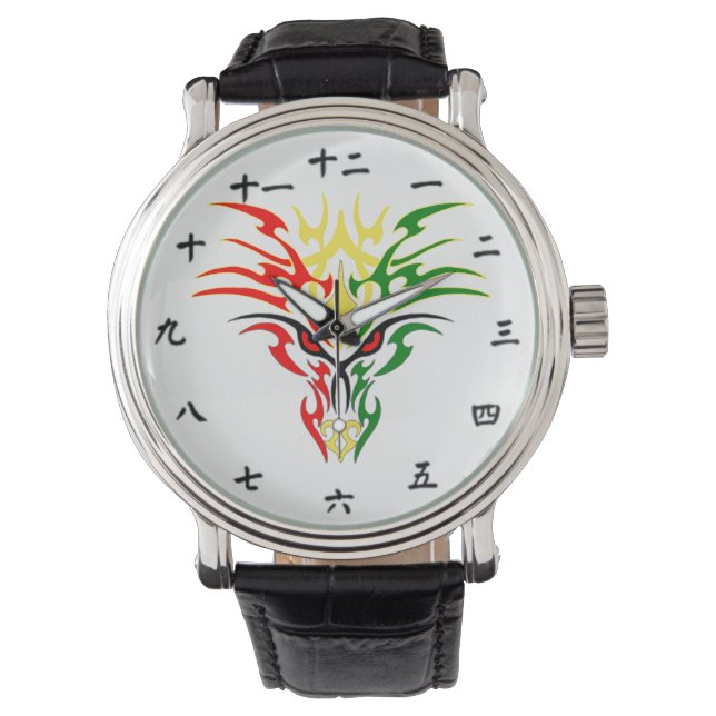 Reloj De Pulsera Diseño de dragones chinos y números (Anverso)