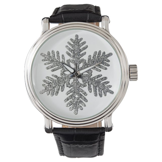Reloj De Pulsera Diseño de estrella de copo de nieve Holiday Silver (Anverso)