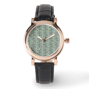 Reloj De Pulsera Diseño de filigrana cruzada Patrón verde