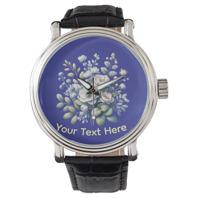 Reloj De Pulsera Diseño de flores personalizado (Anverso)