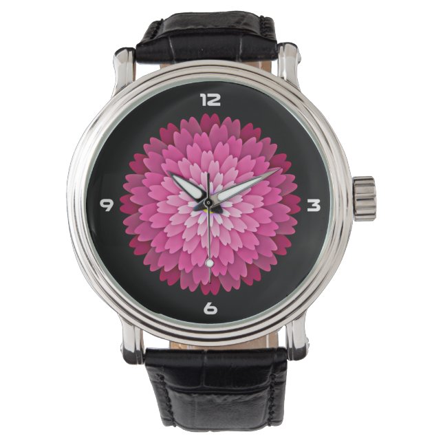 Reloj De Pulsera Diseño de flores rosadas (Anverso)
