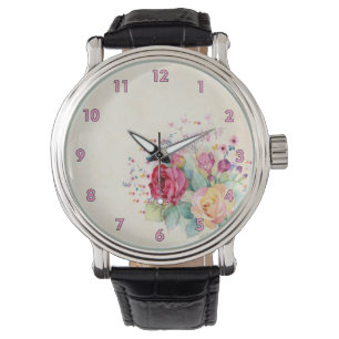 Reloj De Pulsera Diseño de fondo floral simple