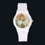 Reloj De Pulsera Diseño de Fresco Decorativo con Flor de Globe<br><div class="desc">Este fresco decorativo de Megan Meagher presenta una flor de globo. Un fondo abstracto rodea la flor,  creando un ambiente surrealista que contrasta con la flor realista.</div>