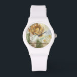 Reloj De Pulsera Diseño de Fresco Decorativo con Flor de Globe<br><div class="desc">Este fresco decorativo de Megan Meagher presenta una flor de globo. Un fondo abstracto rodea la flor,  creando un ambiente surrealista que contrasta con la flor realista.</div>