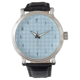 Reloj De Pulsera Diseño de Gingham Blue Checked