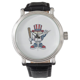 Reloj De Pulsera Diseño de grabado vintage de mascota de béisbol pa