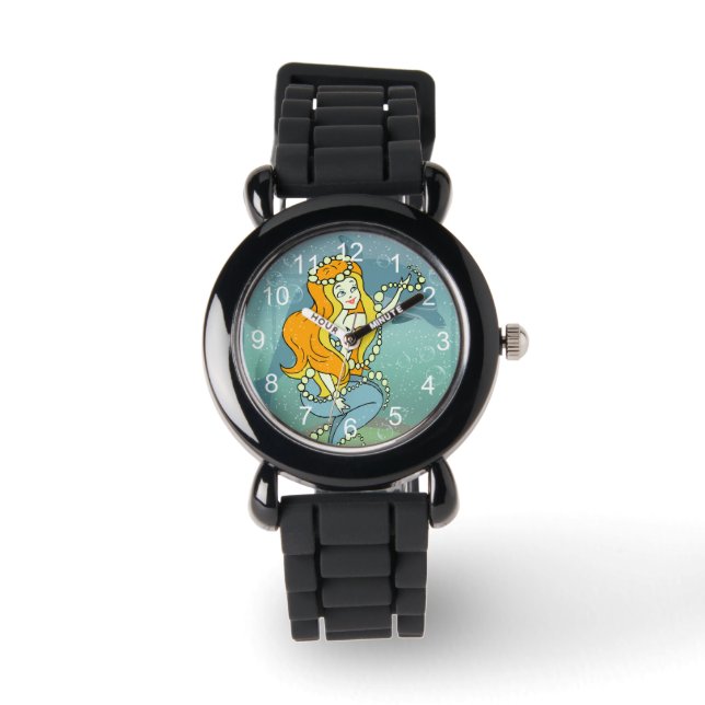 Reloj De Pulsera Diseño de Ilustracion arcoiris y delfín de Sirena (Anverso)