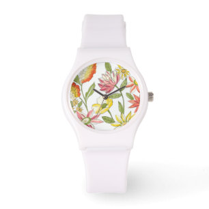 Reloj De Pulsera Diseño de jardines florales con fondo blanco