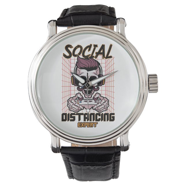 Reloj De Pulsera Diseño de juegos experto en distanciamiento social (Anverso)