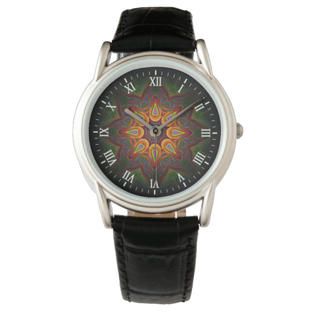 Reloj De Pulsera Diseño de Kaleidoscopio Floral (Anverso)