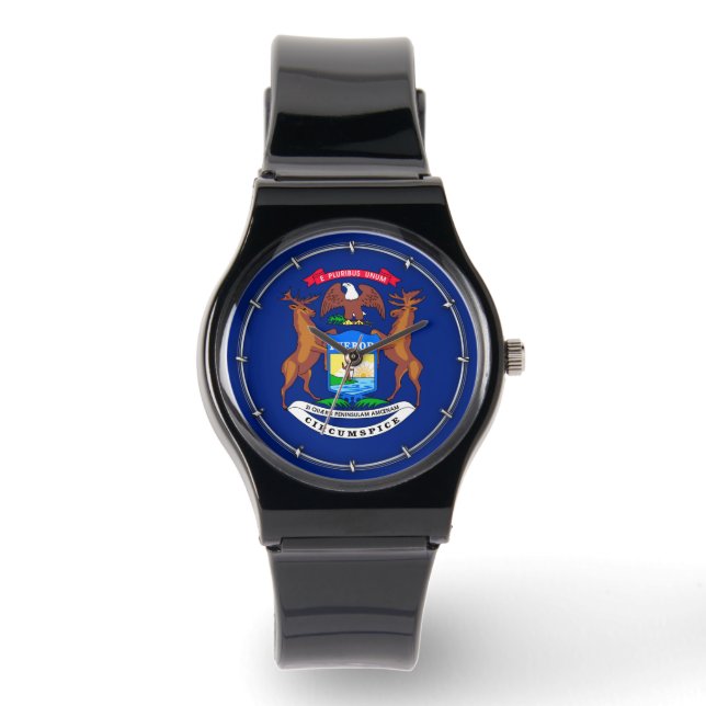 Reloj De Pulsera Diseño de la bandera del estado de Michigan (Anverso)