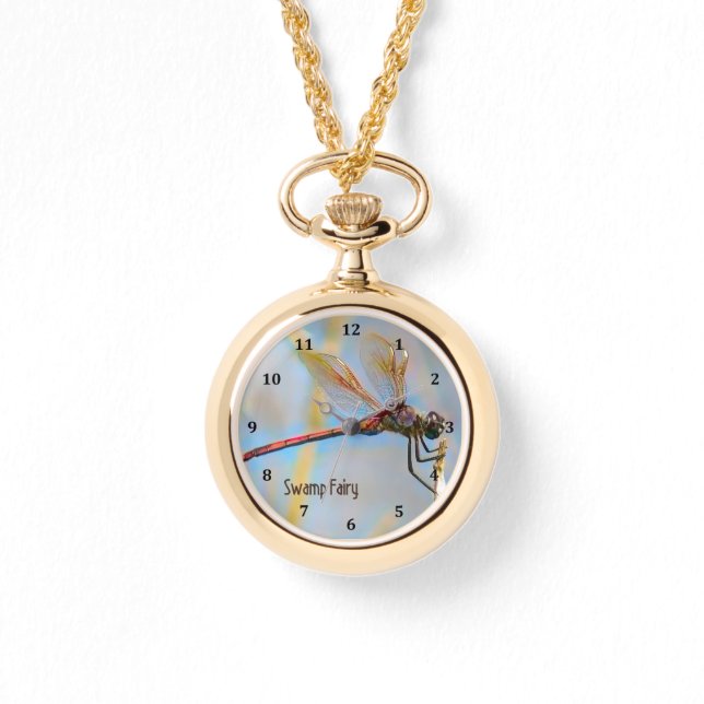 Reloj De Pulsera Diseño de la libélula con alas de oro (Anverso)