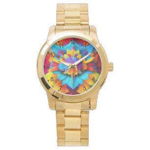 Reloj De Pulsera Diseño de Mandala floral colorida