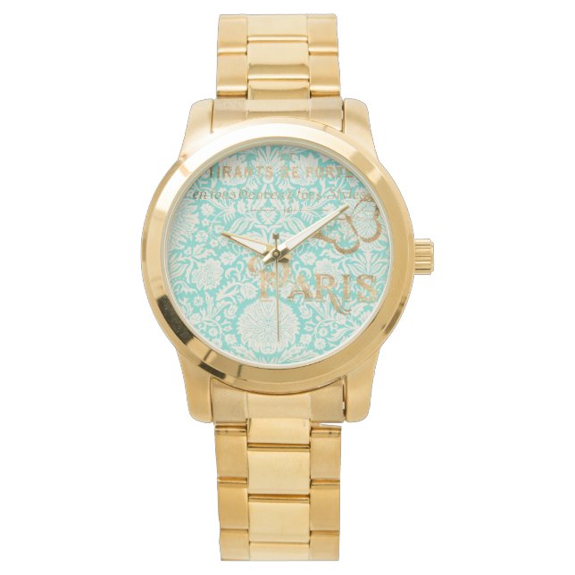 Reloj De Pulsera Diseño de oro de París con mariposa (Anverso)