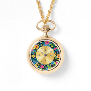 Reloj De Pulsera Diseño de patrón floral de flores ditsy vibrantes-