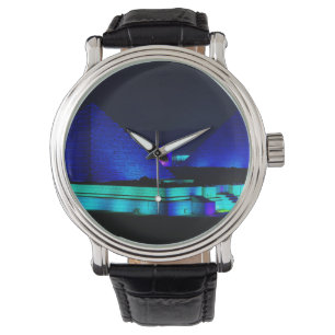Reloj De Pulsera diseño de pirámides azules