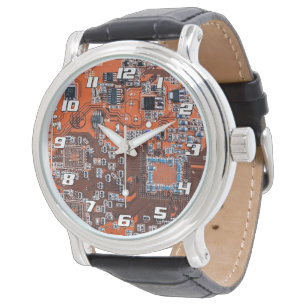 Reloj De Pulsera Diseño de placa de circuito naranja para profesion