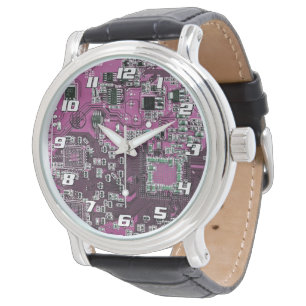 Reloj De Pulsera Diseño de placa de circuito PCB morada para profes