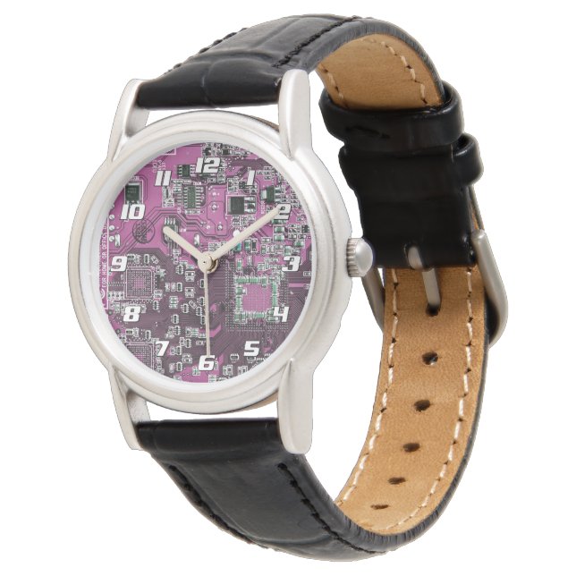 Reloj De Pulsera Diseño de placa de circuito PCB morada para profes (Angular)