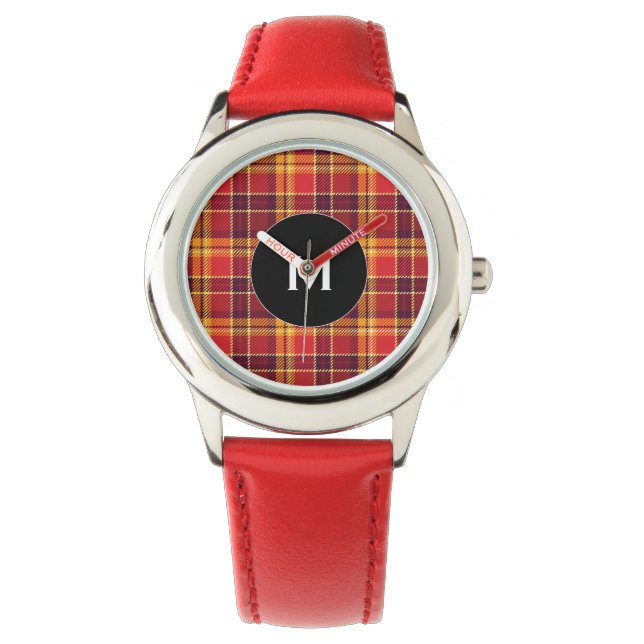 Reloj De Pulsera Diseño de plástico rojo y amarillo personalizado (Anverso)