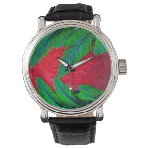 Reloj De Pulsera diseño de pluma de Quetzal resplandeciente