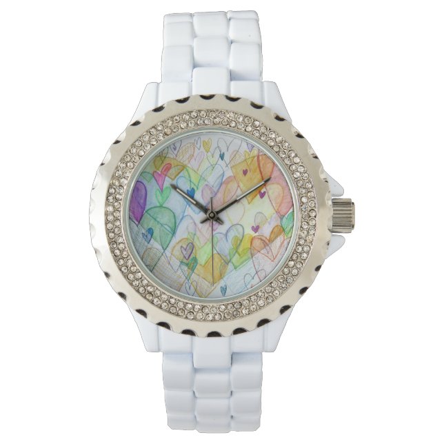 Reloj De Pulsera Diseño de Rainbow Community Hearts Personalizado A (Anverso)