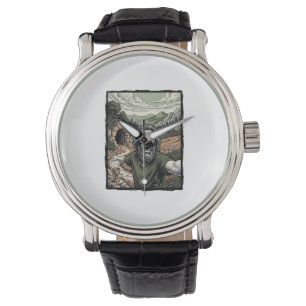 Reloj De Pulsera Diseño de retrato barbudo sorprendido grabado vint