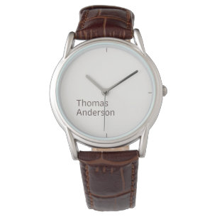 Reloj De Pulsera Diseño de texto Minimalista y elegante en blanco