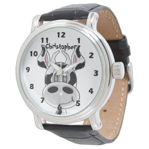 Reloj De Pulsera Diseño de vaca simplemente agregar nombre