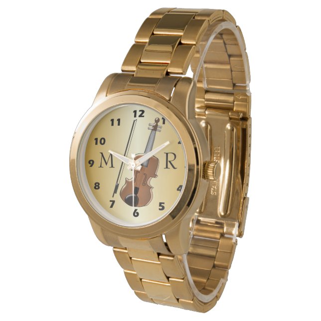 Reloj De Pulsera Diseño de violín monogramado (Angular)