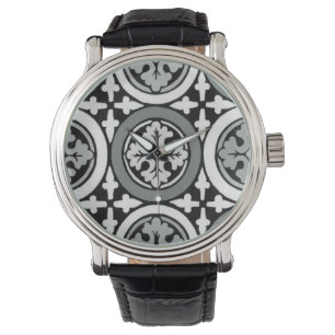 Reloj De Pulsera Diseño decorativo de la teja del rosetón del